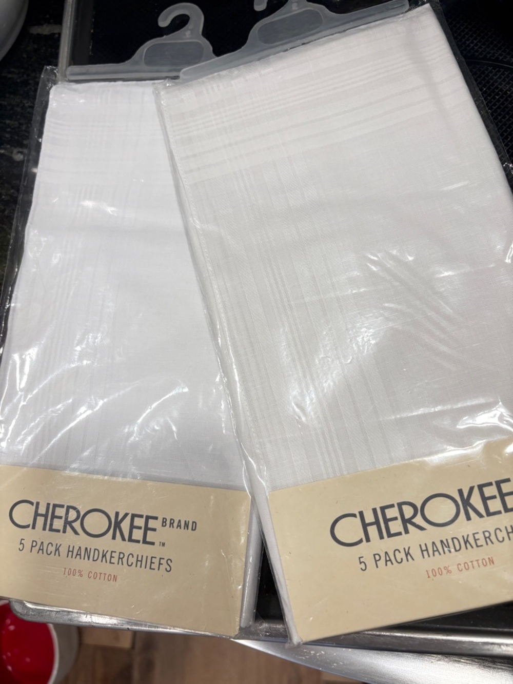 Cherokee 5 pack handkerchiefs. 100% cotton. White. NWT. Brand new. 2 pkgs.